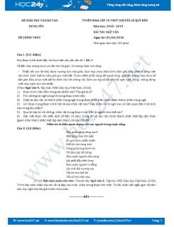 Đề thi vào 10 môn Ngữ văn năm học 2018 Sở GD&ĐT tỉnh Hưng Yên