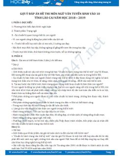 Gợi ý đáp án môn Ngữ văn vào 10 năm học 2018 SD&ĐT tỉnh Lào Cai