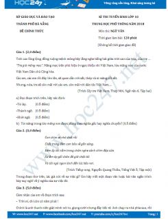 Đề thi vào 10 môn Ngữ văn năm học 2018 Sở GD&ĐT Đà Nẵng