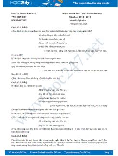 Đề thi vào 10 môn Ngữ văn năm học 2018 Sở GD&ĐT Điện Biên
