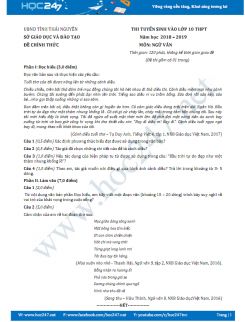 Đề thi vào 10 môn Ngữ văn năm học 2018 Sở GD&ĐT Thái Nguyên