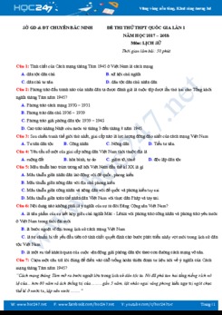 Đề thi thử THPT QG năm 2018 Lịch Sử & Địa Lý có đáp án