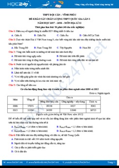 Đề thi thử THPT QG năm 2018 Địa Lý - THPT Đội Cấn Vĩnh Phúc
