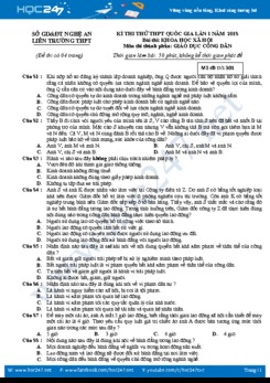 Đề thi thử THPT QG môn GDCD năm 2018 - Sở GD&ĐT Nghệ An