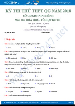 Đề thi thử THPT QG 2018 môn Hóa học Sở GD&ĐT Ninh Bình