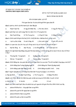 Đề thi thử THPT QG môn Lịch Sử THPT Đặng Thúc Hứa Nghệ An