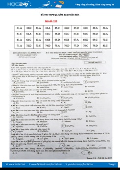 Đề thi và đáp án THPT QG môn Hóa năm 2018 (Mã đề 223)