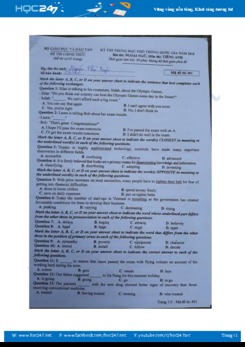 Đề thi THPT QG môn Tiếng Anh năm 2018 (Mã đề 401)