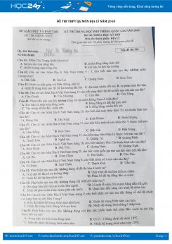 Đề thi và đáp án gợi ý THPT QG môn Địa Lý năm 2018 (Mã đề 301)