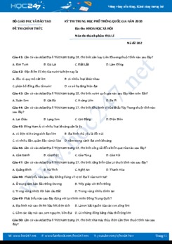 Đề thi và đáp án gợi ý THPT QG năm 2018 môn Địa Lý (Mã đề 302)