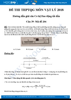 Giải chi tiết câu Dao động tắt dần Đề thi THPT QG 2018 môn Lý