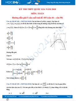 Hướng dẫn giải 5 câu khó đề thi THPTQG môn Toán 2018 mã đề 105