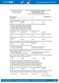 Đề thi môn Vật Lý THPT Quốc Gia 2018 - Mã Đề 201