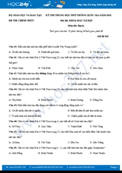 Đề thi và đáp án gợi ý THPT QG năm 2018 môn Địa Lý (Mã đề 305)