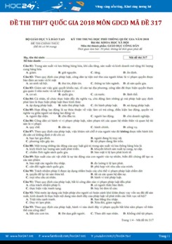 Đề thi THPT Quốc Gia môn GDCD năm 2018 - Mã đề 317