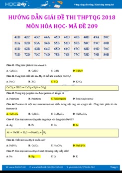 Hướng dẫn giải chi tiết đề thi THPT Quốc Gia 2018 môn Hóa mã đề 209