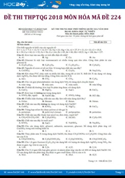 Đề thi môn Hóa Học THPT Quốc Gia năm 2018 - Mã Đề 224