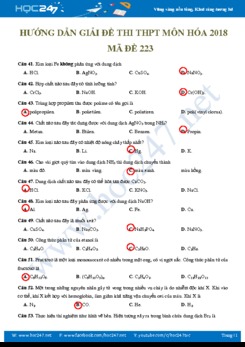 Lời giải đề thi THPT Quốc Gia môn Hóa 2018 - mã đề 223
