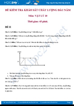 Đề kiểm tra khảo sát chất lượng đầu năm Vật lý 10 có đáp án- Đề số 2