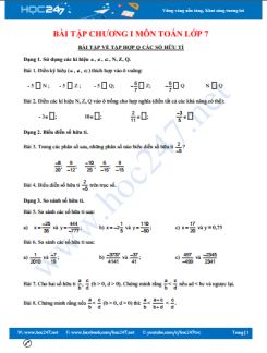 Tổng hợp bài tập chương 1 môn Toán lớp 7