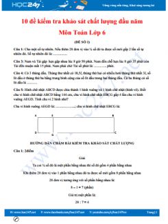 Bộ 10 đề thi KSCL đầu năm lớp 6