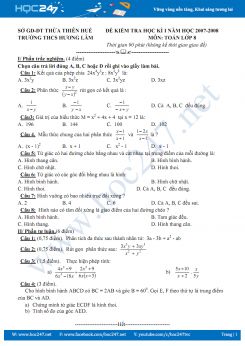 Đề kiểm tra HK1 trường THCS Hương Lâm - Thừa Thiên Huế có đáp án