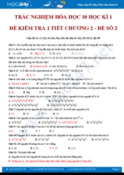 Đề kiểm tra 45 phút chương 2 môn Hóa học 10- Đề số 2
