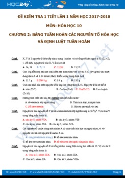 Kiểm tra trắc nghiệm Cấu tạo nguyên tố môn Hóa học 10 có đáp án chi tiết