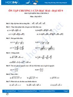 Ôn tập Chương 1 Đại số 9 - Căn bậc hai, căn bậc ba