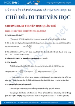 Lý thuyết và phương pháp giải bài tập Di truyền học Sinh học 12