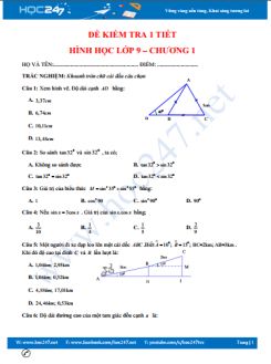 Đề kiểm tra 1 tiết  Chương 1 Hình học 9
