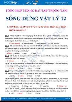 Phân loại bài tập Sóng dừng Vật lý 12 theo dạng có đáp án
