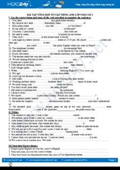 Bài tập ôn thi Tiếng Anh lớp 9 HK1 năm 2018