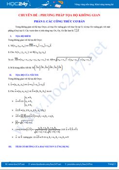 Phương pháp tọa độ trong không gian cực hay