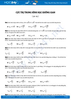 30 câu trắc nghiệm Cực trị hình học không gian có lời giải chi tiết