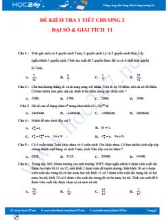 Đề kiểm tra 1 tiết Chương 2 ĐS & GT 11