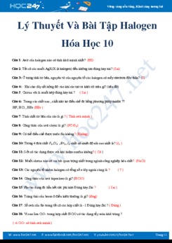 Lý thuyết và bài tập Halogen có đáp án môn Hóa học 10