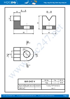 Bản vẽ hình chiếu Bài 3 SGK Công nghệ 11 Trang 21 chuẩn kích thước