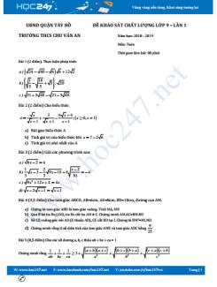 Đề thi giữa kì 1 Toán lớp 9 trường THCS Chu Văn An