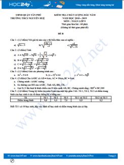 Đề kiểm tra CLĐN toán 9 trường THCS Nguyễn Huệ