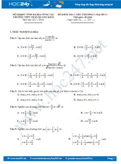 Đề Đề kiểm tra 1 tiết Chương 1 Đại số 11 năm 2017- Trường Trần Quang Khải