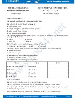 Đề thi giữa HKI môn Ngữ văn lớp 8 năm 2017- Trường THCS Nguyễn Văn Tiết