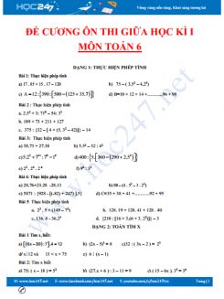 Ôn tập kiểm tra giữa học kì 1 môn Toán lớp 6