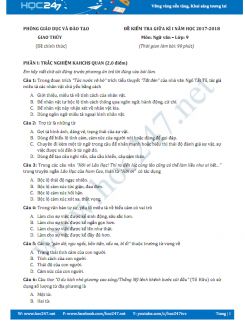Đề thi giữa HKI môn Ngữ văn lớp 9 năm 2017- Trường THCS Giao Thủy