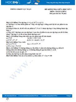 Đề thi giữa HK1 môn Toán 6 Phòng GD&ĐT Lục Ngạn