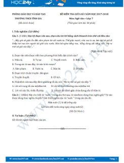 Đề thi giữa HKI môn Ngữ văn lớp 6 năm 2018- Trường THCS Tĩnh Gia