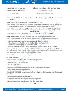 Đề thi giữa HKI môn Ngữ văn lớp 6 năm 2017- Trường THCS Nghĩa Trung