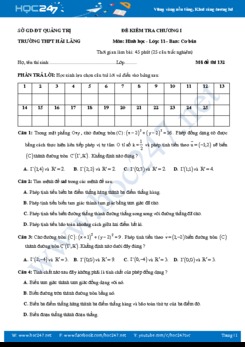 Đề kiểm tra 1 tiết Chương 1 Hình học 11 năm 2017- Trường THPT Hải Lăng có đáp án