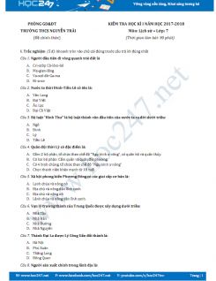 Đề thi giữa HKI môn Lịch sử lớp 7 năm 2018 Trường THCS Nguyễn Trãi