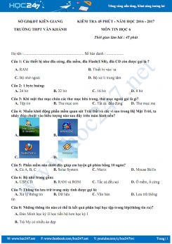 Đề kiểm tra 45 phút môn Tin học lớp 6 - THCS Vân Khánh, Kiên Giang